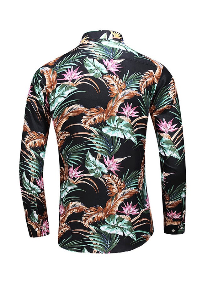Printed Synthetic Shirt Black/Green/Pink - Image 2