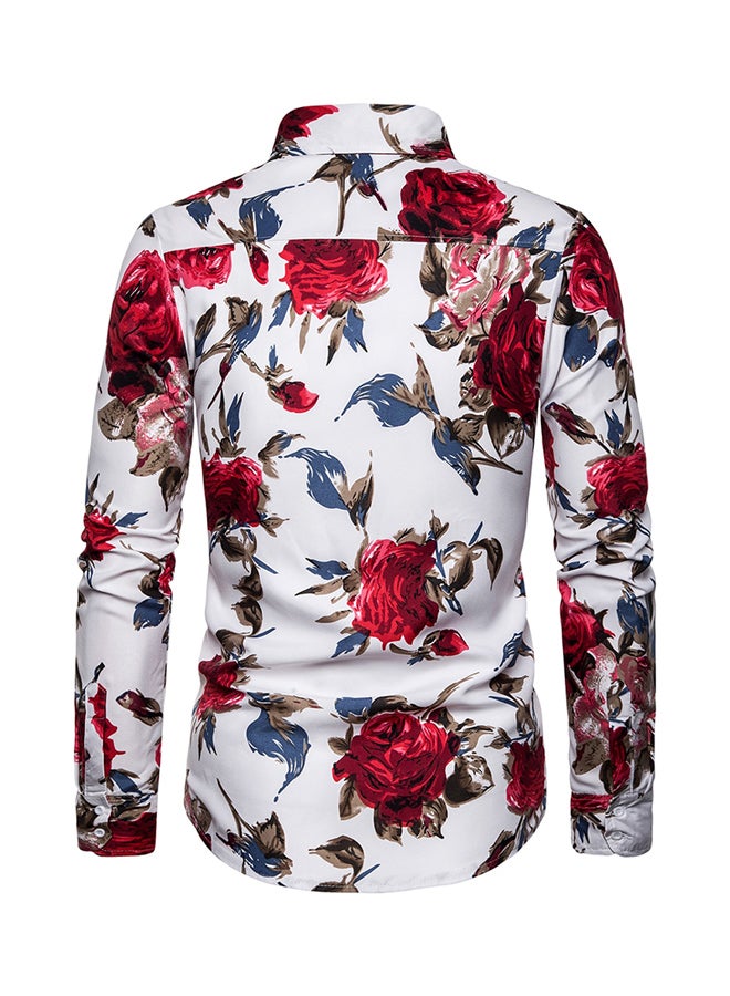 Floral Printed Shirt White/Red  - Image 2