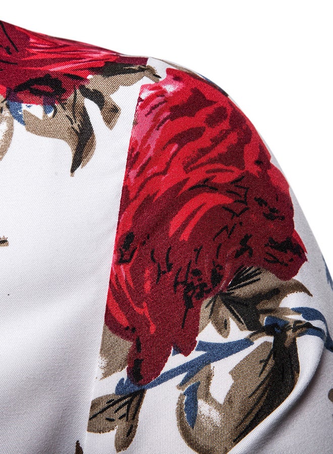 Floral Printed Shirt White/Red  - Image 4