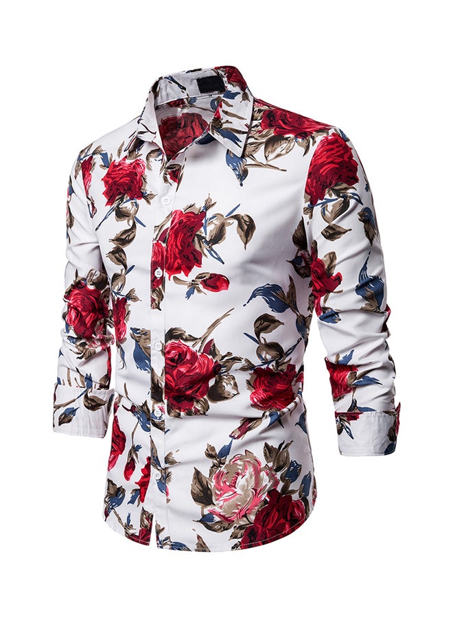 Floral Printed Shirt White/Red  - Image 3