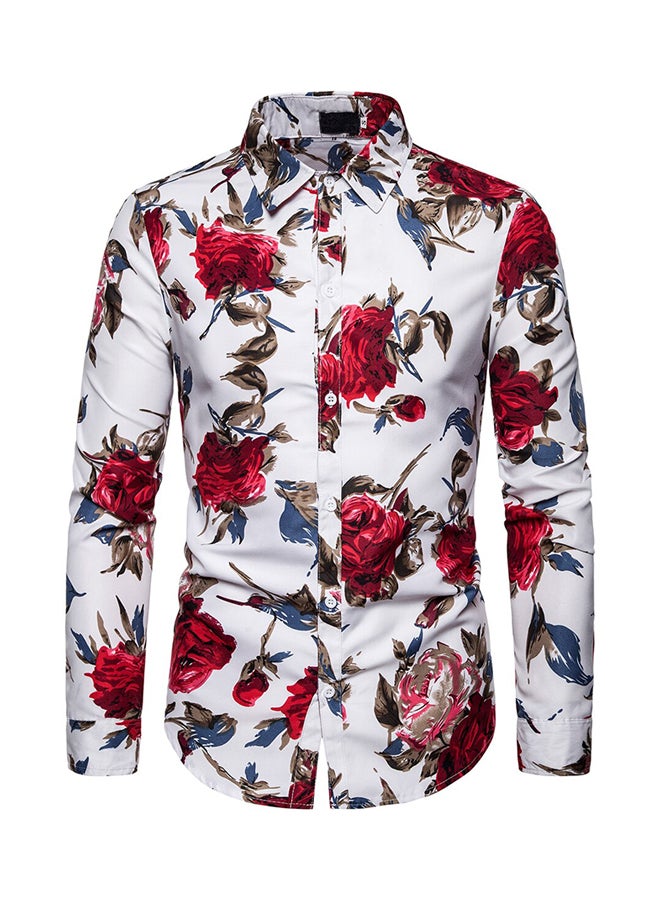 Floral Printed Shirt White/Red  - Image 1