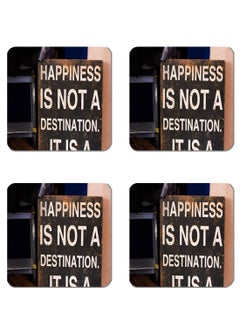 4-Piece Printed Coaster Set Multicolour 15 x 15cm