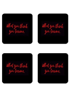 4-Piece Printed Coaster Set Black/Red 15 x 15cm