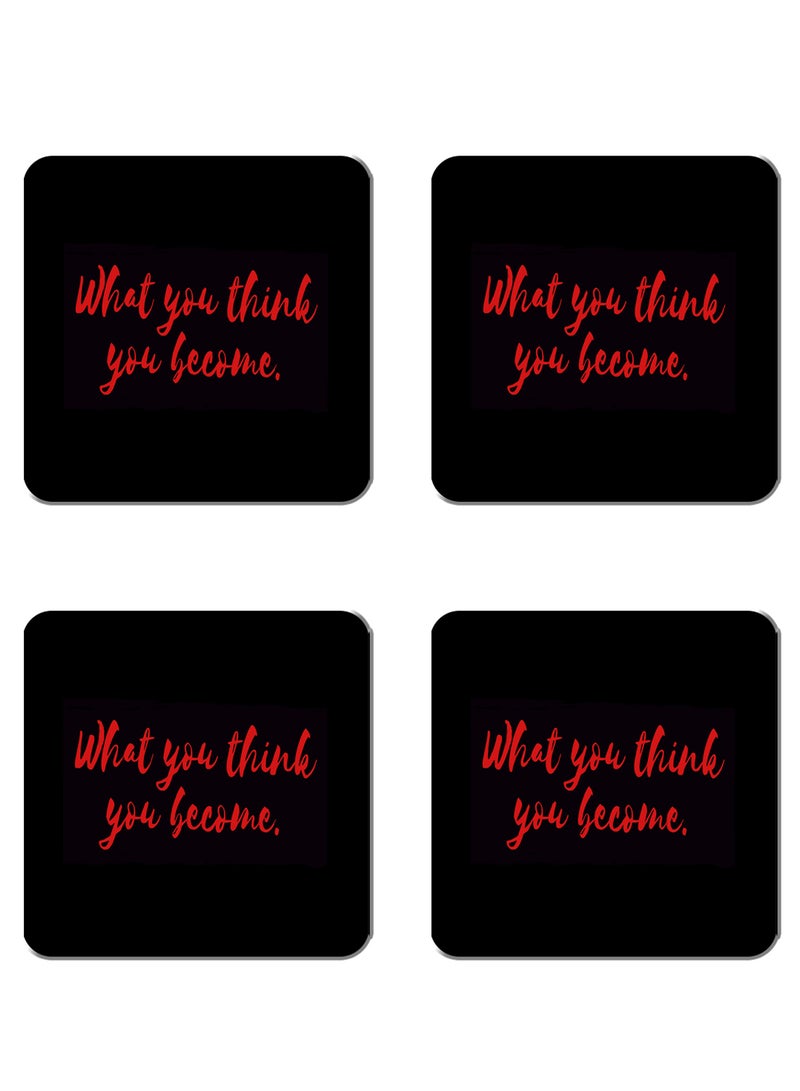 Generic - 4-Piece Printed Coaster Set Black/Red 15 x 15cm - Image 1