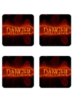 4-Piece Printed Coaster Set Multicolour 15 x 15cm