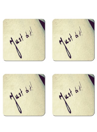 4-Piece Printed Coaster Set Beige/Black 15 x 15cm - v1578071253/N33201932A_1