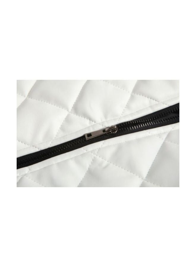 Faux Leather Long Sleeves Jacket White/Black - Image 4