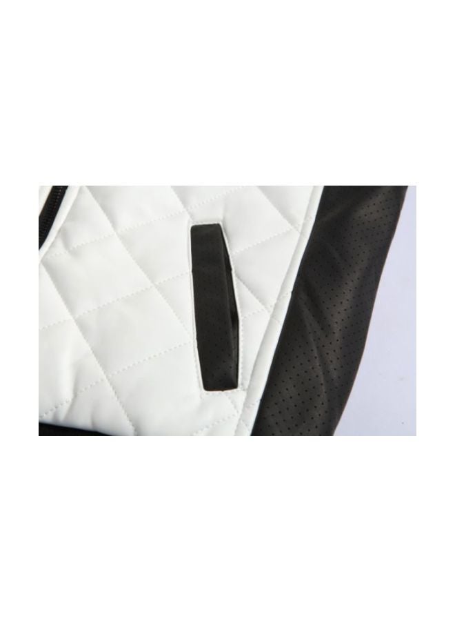 Faux Leather Long Sleeves Jacket White/Black - Image 5