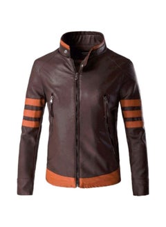 Leather Long Sleeves Jacket Brown/Tan
