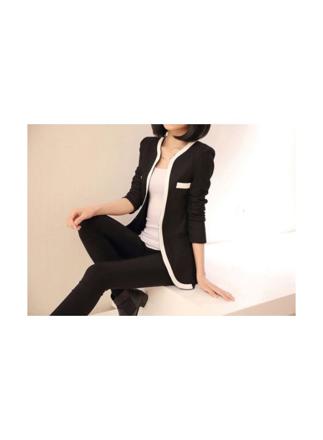 Cotton Long Sleeves Blazer Black/White  - Image 5