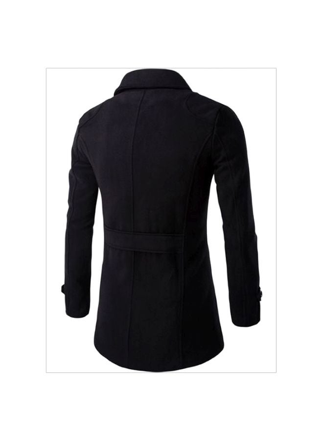 Long Sleeves Trench Coat Black - Image 2