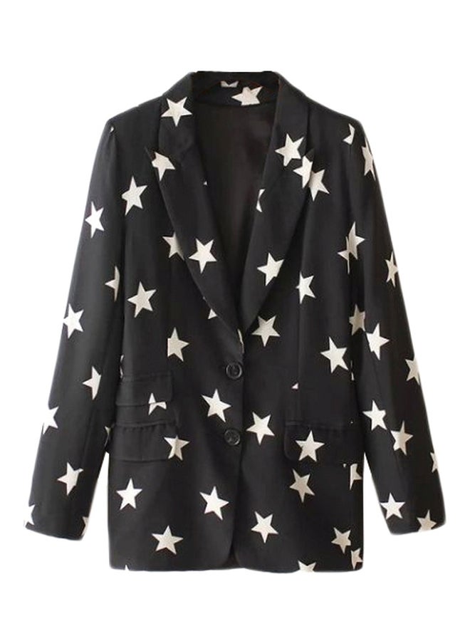 Generic - Long Sleeves Star Printed Blazer Black/White - Image 1
