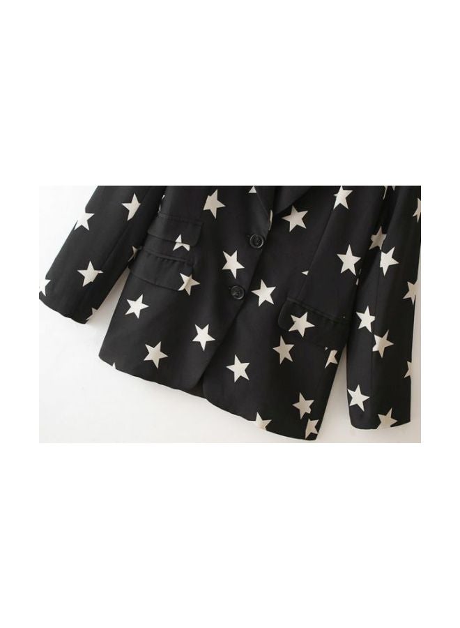 Generic - Long Sleeves Star Printed Blazer Black/White - Image 1