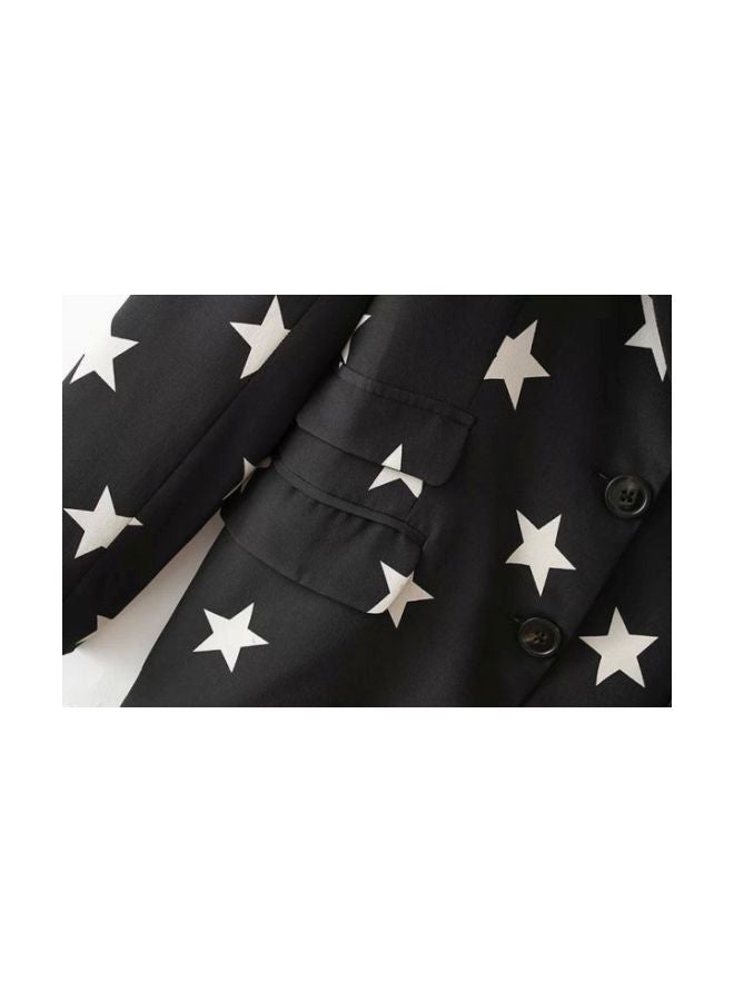 Generic - Long Sleeves Star Printed Blazer Black/White - Image 1