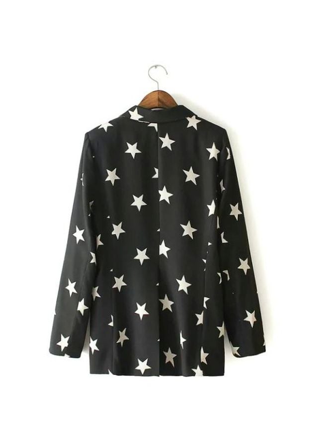 Generic - Long Sleeves Star Printed Blazer Black/White - Image 1