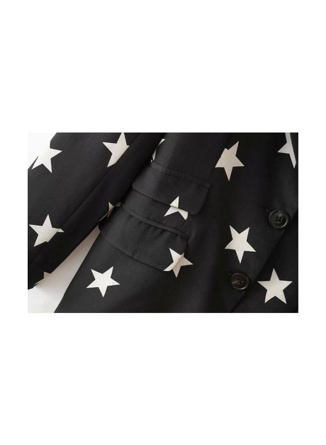 Generic - Long Sleeves Star Printed Blazer Black/White - Image 1