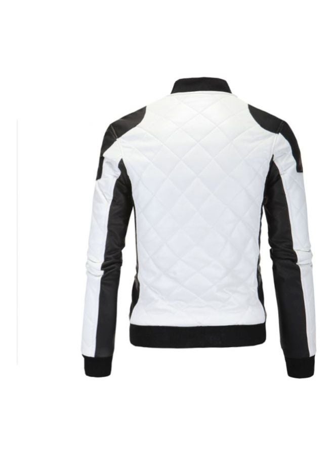 Leather Long Sleeves Jacket White/Black  - Image 2
