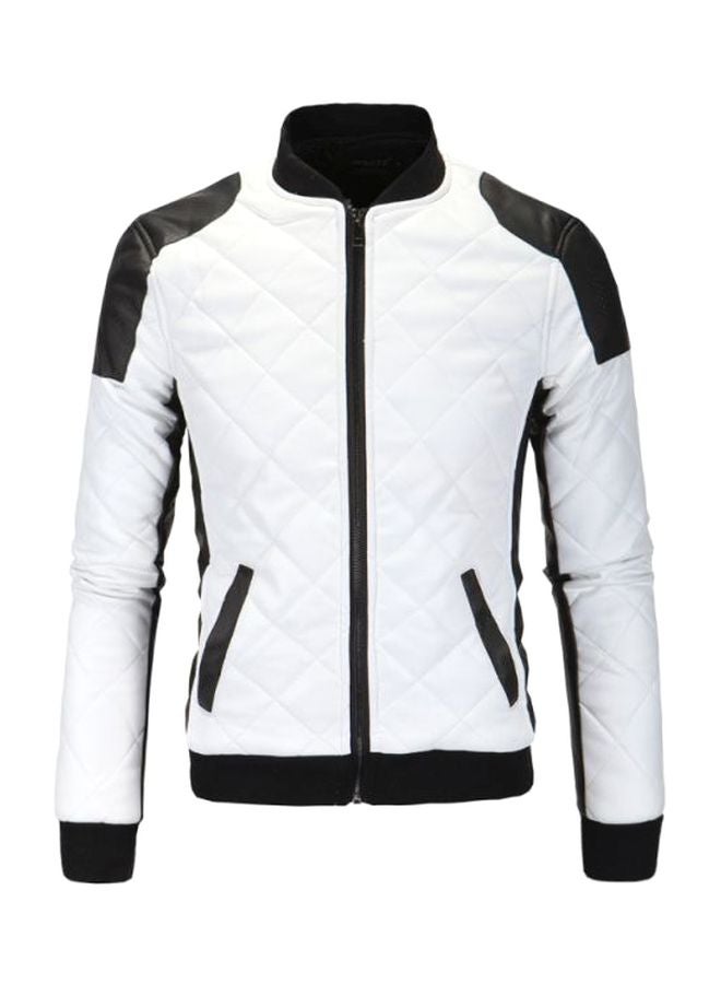 Leather Long Sleeves Jacket White/Black  - Image 1
