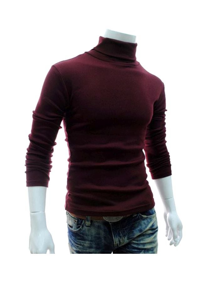 High Neck Pullover Maroon  - Image 1