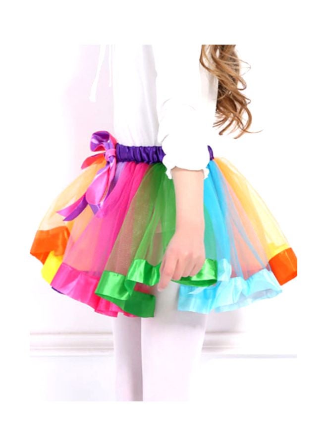 تنورة بابل بتصميم عقدة فيونكة من النايلون أصفر / أخضر / أزرق - Image 3