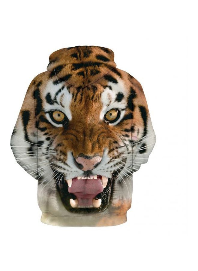 Digital Animal Printed Hoodie White/Black/Brown - Image 2