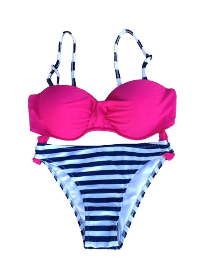 2-Piece Striped Underwire Bikini Set Rose