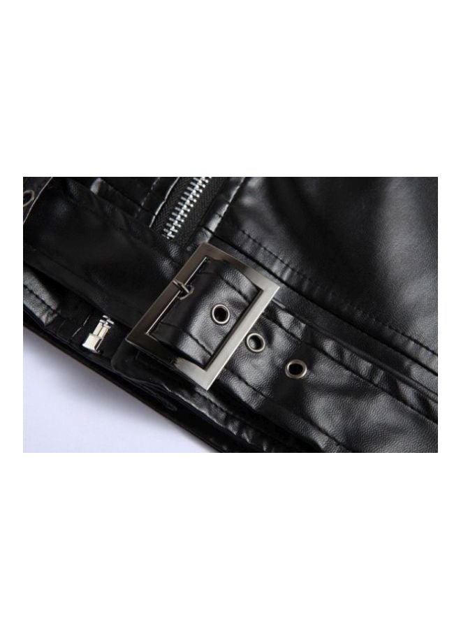 Leather Biker Jacket Black - Image 5