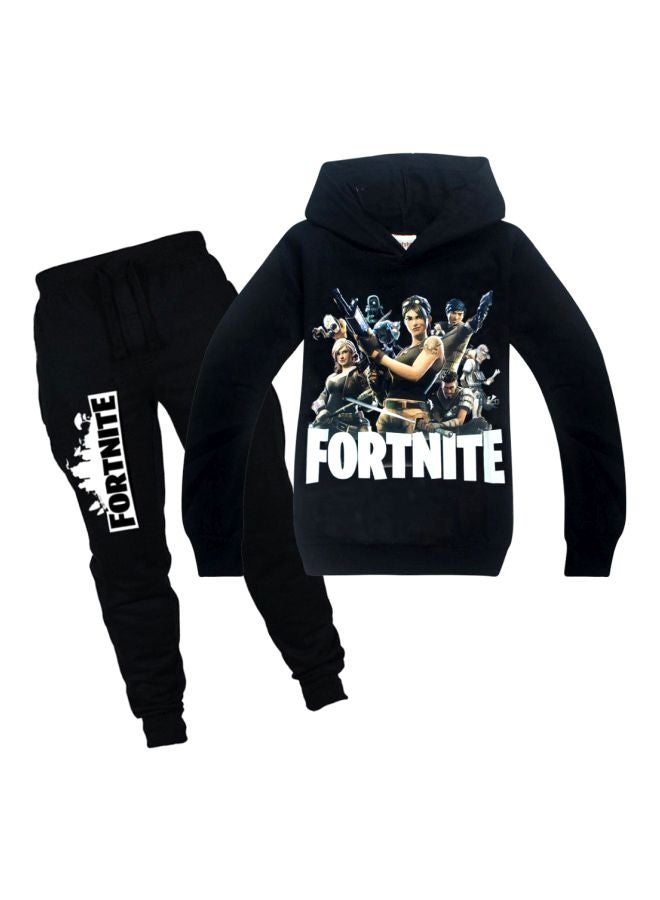 2-Piece Hoodie And Joggers Set Black/White/Beige - Image 1