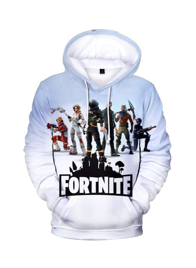 3D Fortnite Digital Printed Hoodie White/Black/Red  - Image 1