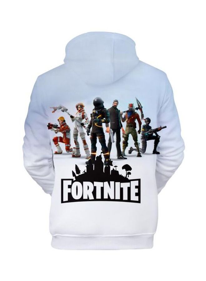 3D Fortnite Digital Printed Hoodie White/Black/Red  - Image 2