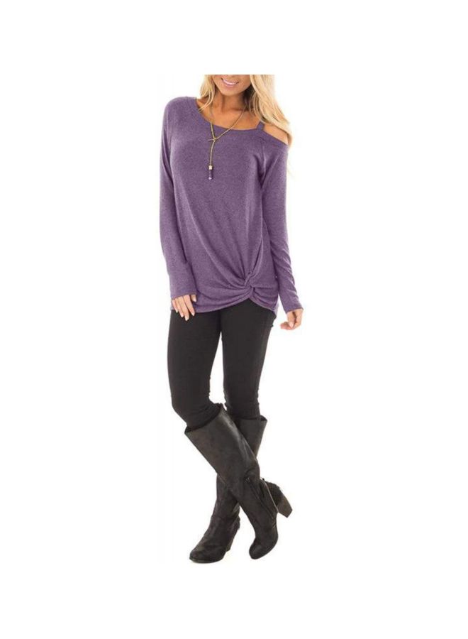 Polyester Long Sleeves Blouse Purple  - Image 3