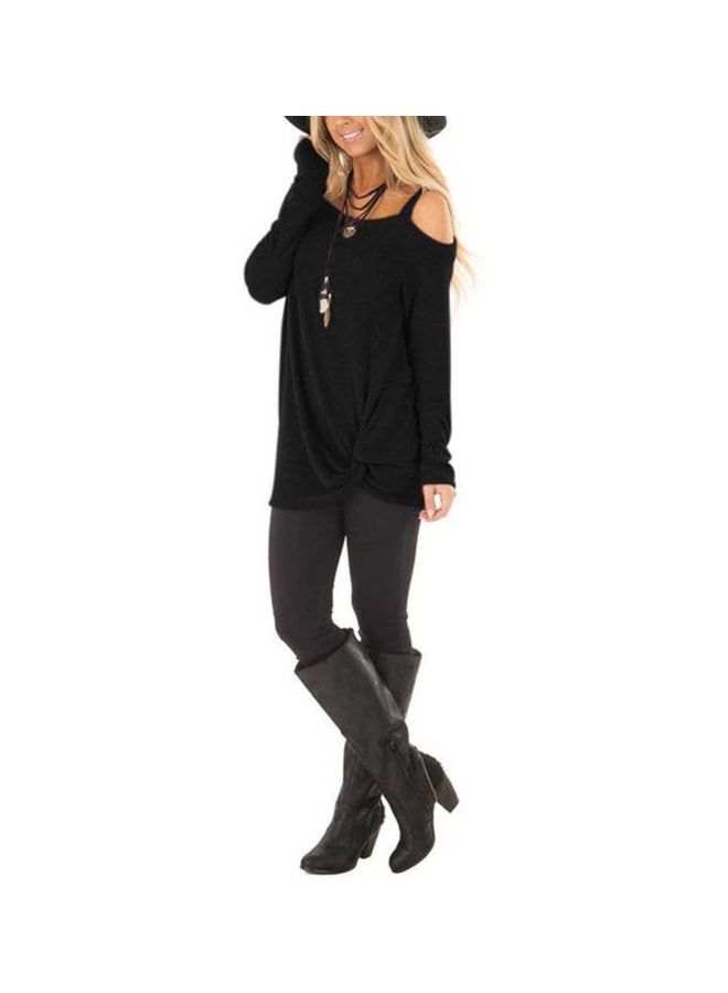 Polyester Long Sleeves Blouse Black - Image 3
