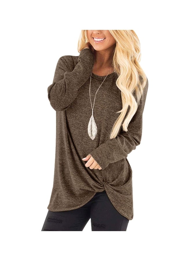 Polyester Long Sleeves Blouse Coffee - Image 1
