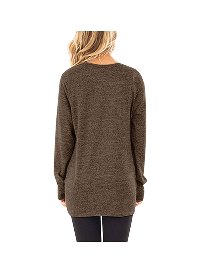 Polyester Long Sleeves Blouse Coffee - Image 2