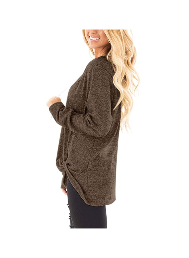 Polyester Long Sleeves Blouse Coffee - Image 3