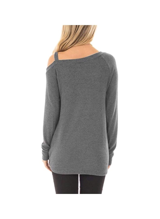 Polyester Long Sleeves Blouse Light Grey - Image 2