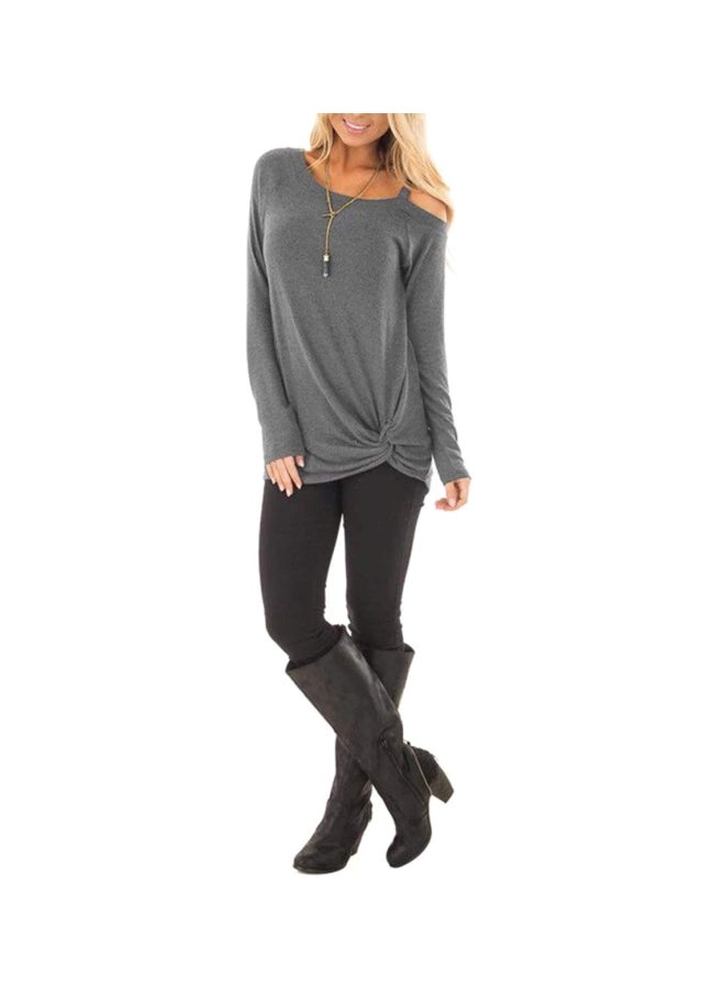 Polyester Long Sleeves Blouse Light Grey - Image 3