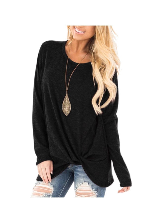 Polyester Long Sleeves Blouse Black  - Image 1