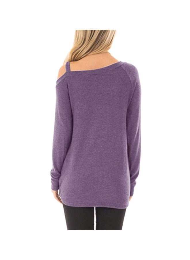 Polyester Long Sleeves Blouse Purple  - Image 2