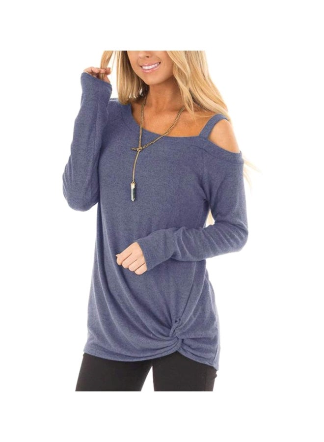 بلوزة من البوليستر بأكمام طويلة أزرق فاتح - Image 1