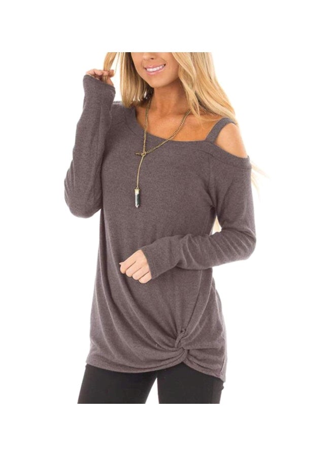 Polyester Long Sleeves Blouse Coffee - Image 1