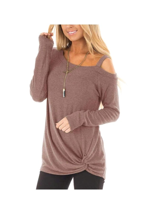 Polyester Long Sleeves Blouse Light Brown - Image 1