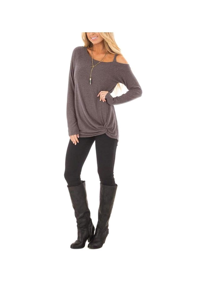 Polyester Long Sleeves Blouse Coffee - Image 3