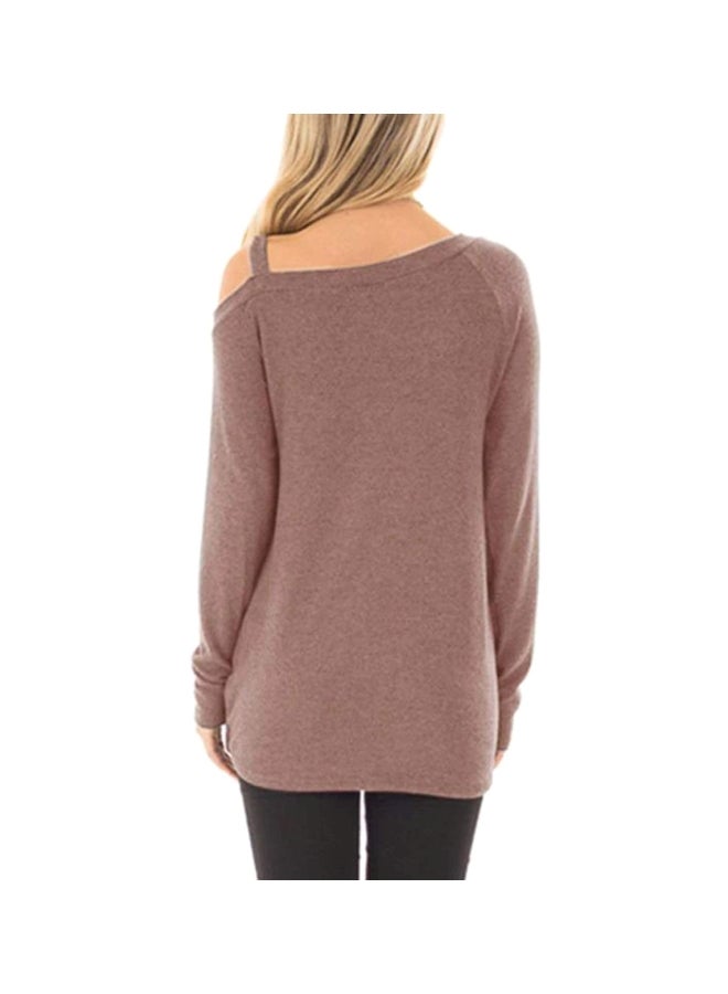 Polyester Long Sleeves Blouse Light Brown - Image 2