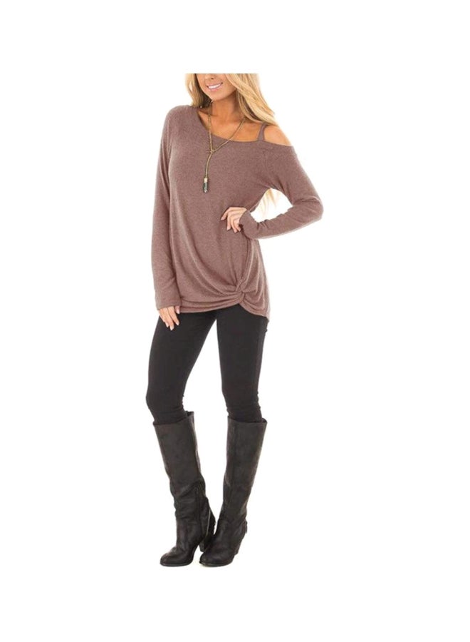 Polyester Long Sleeves Blouse Light Brown - Image 3