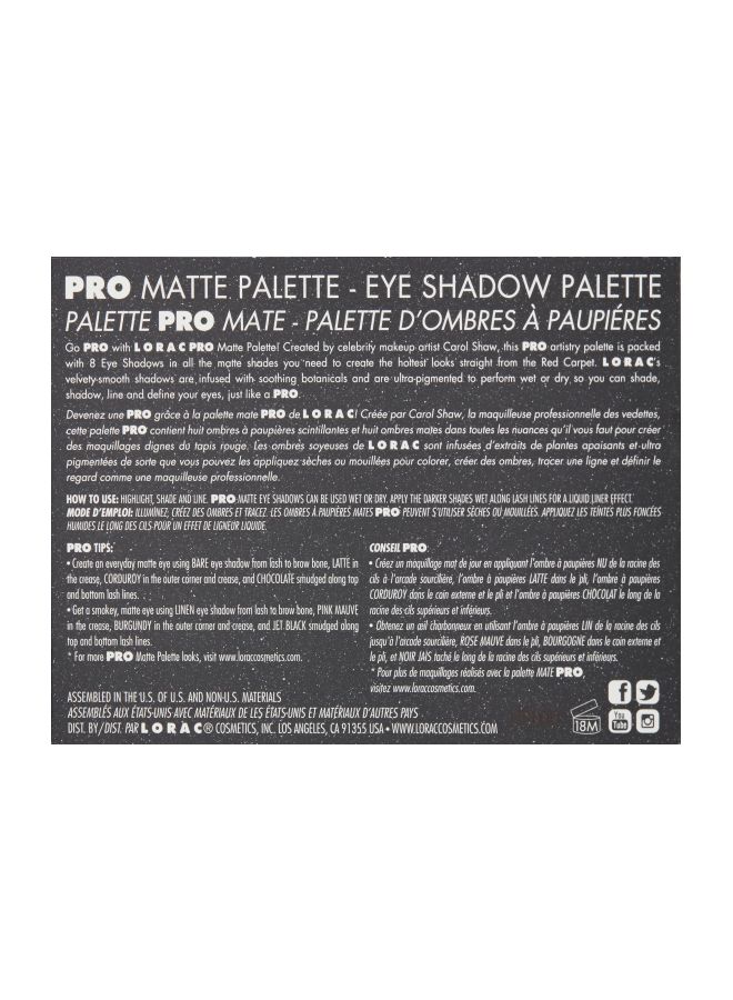 Lorac Pro Matte Eye Shadow Palette Multicolour - Image 3