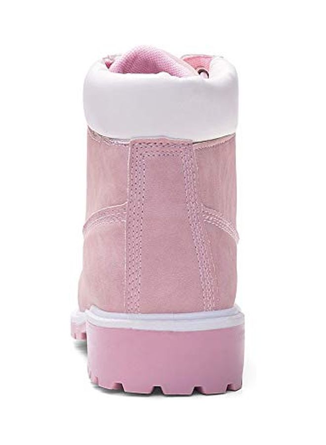 حذاء بوت مارتن من الجلد الصناعي وردي/أبيض - Image 3