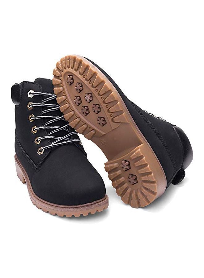 Faux Leather Lace-Up Boots Black/Brown  - Image 3