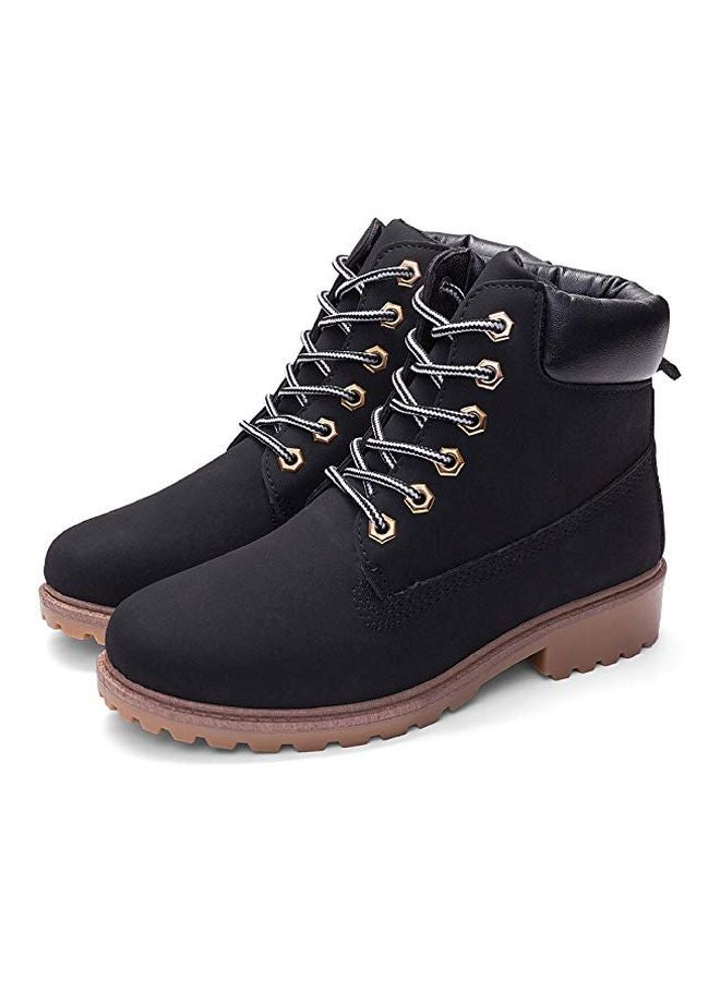 Faux Leather Lace-Up Boots Black/Brown  - Image 2
