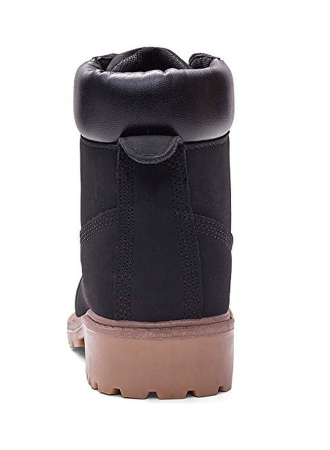 Faux Leather Lace-Up Boots Black/Brown  - Image 5